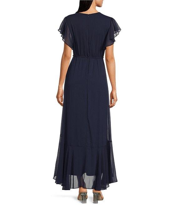 Moda Tara Short Sleeve Ruffled Chiffion Maxi Dress Product Image