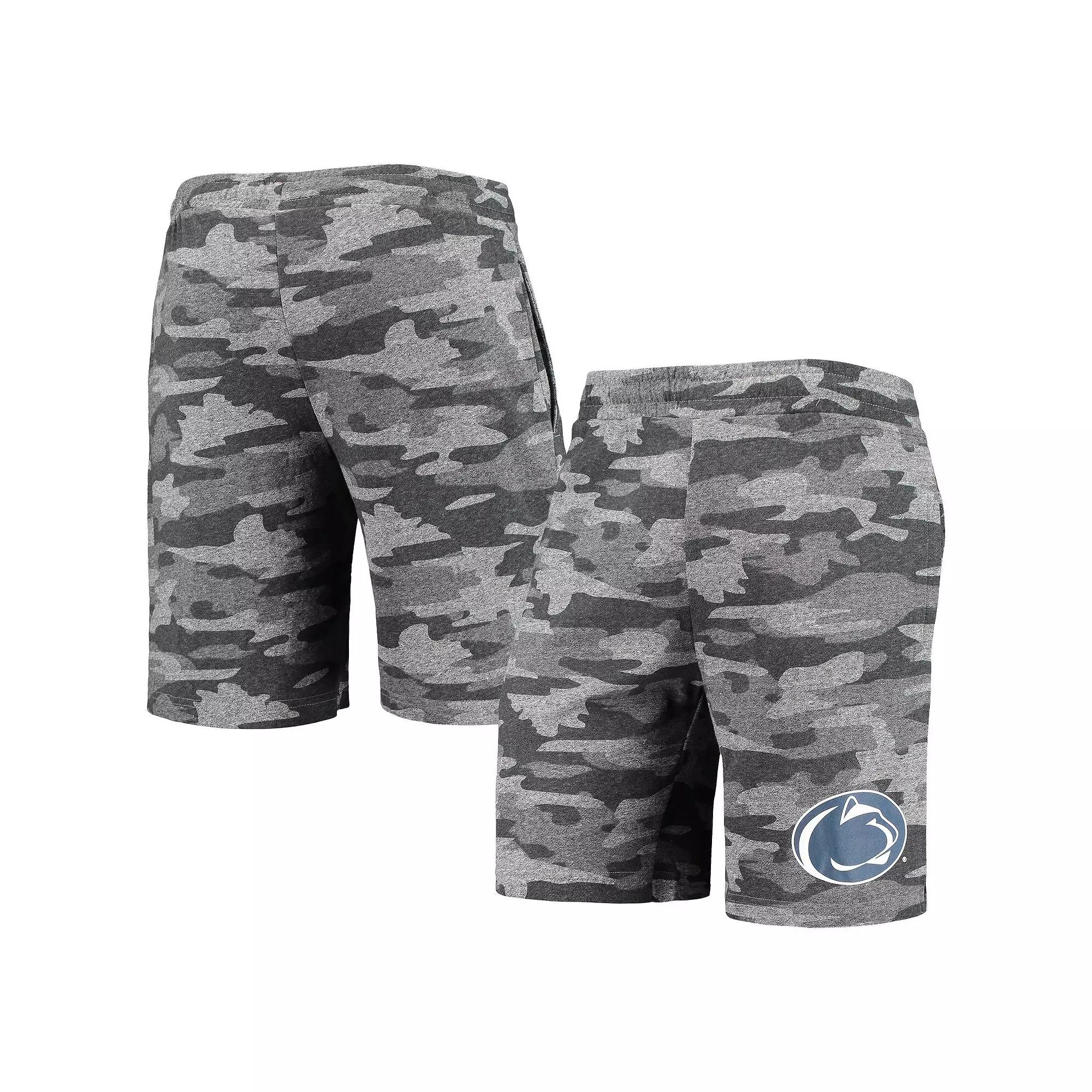Men's Concepts Sport Charcoal/Gray Penn State Nittany Lions Camo Backup Terry Jam Lounge Shorts,  Product Image