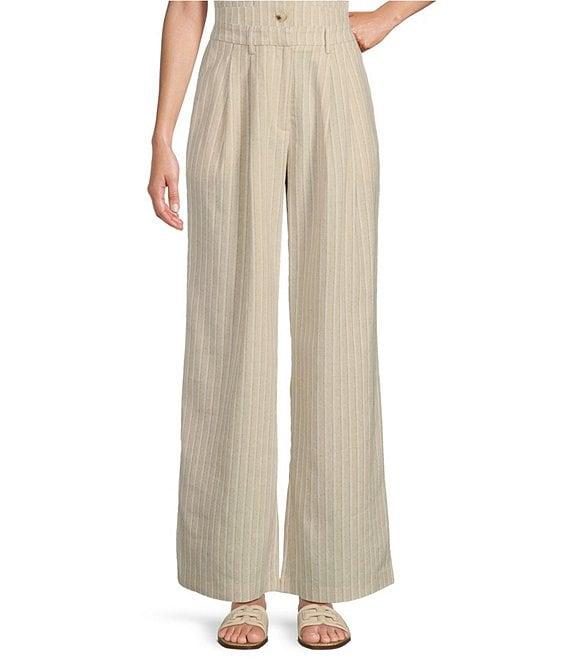 Lucy Paris Leland Pinstripe Wide Leg Fit & Flare Pleated Pants Product Image