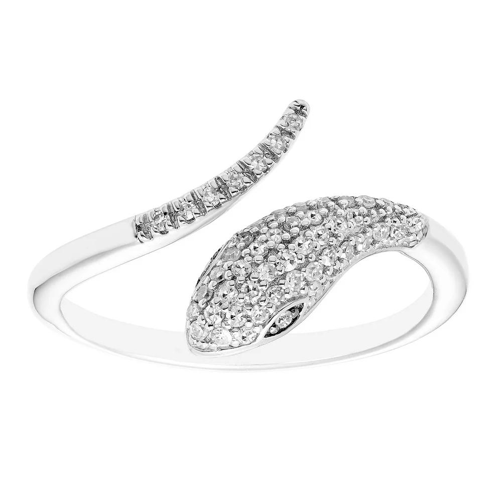 Sterling Silver 1/8 Carat T.W. Diamond Open Snake Ring, Women's Product Image