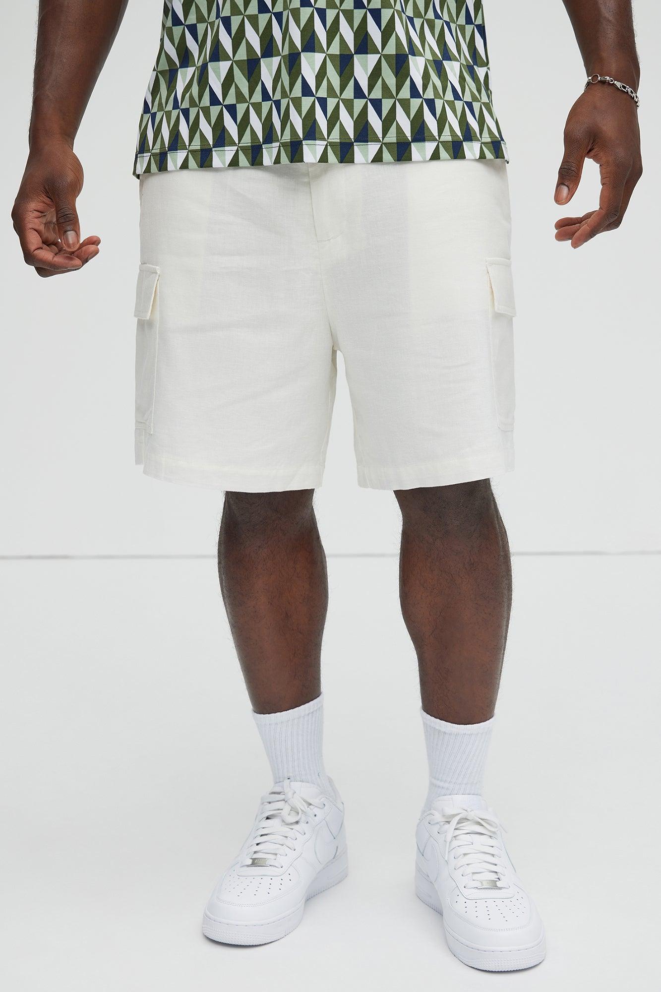 Bahamas Linen Cargo Shorts - White Product Image