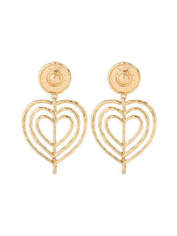 Normcore Geometric Heart Shape Hollow Solid Color Drop Earrings Product Image