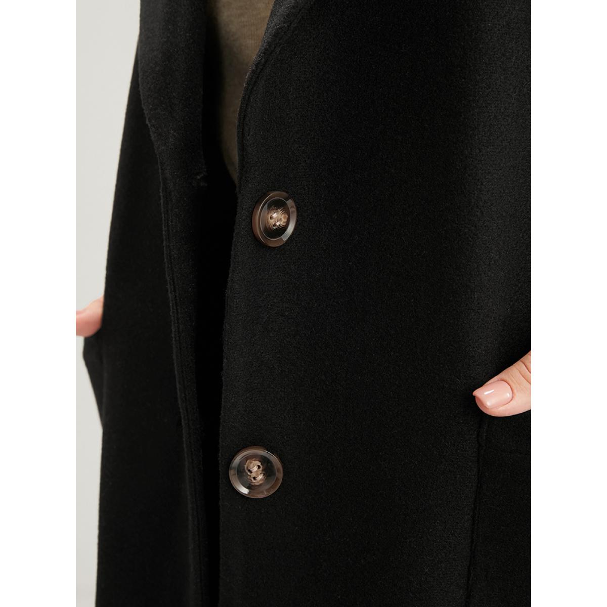 Plus Size Solid Suit Collar Pocket Belted Sleeveless Coat Women Black Office Cross straps Ladies Office Winter Coats BloomChic 26/4X Product Image