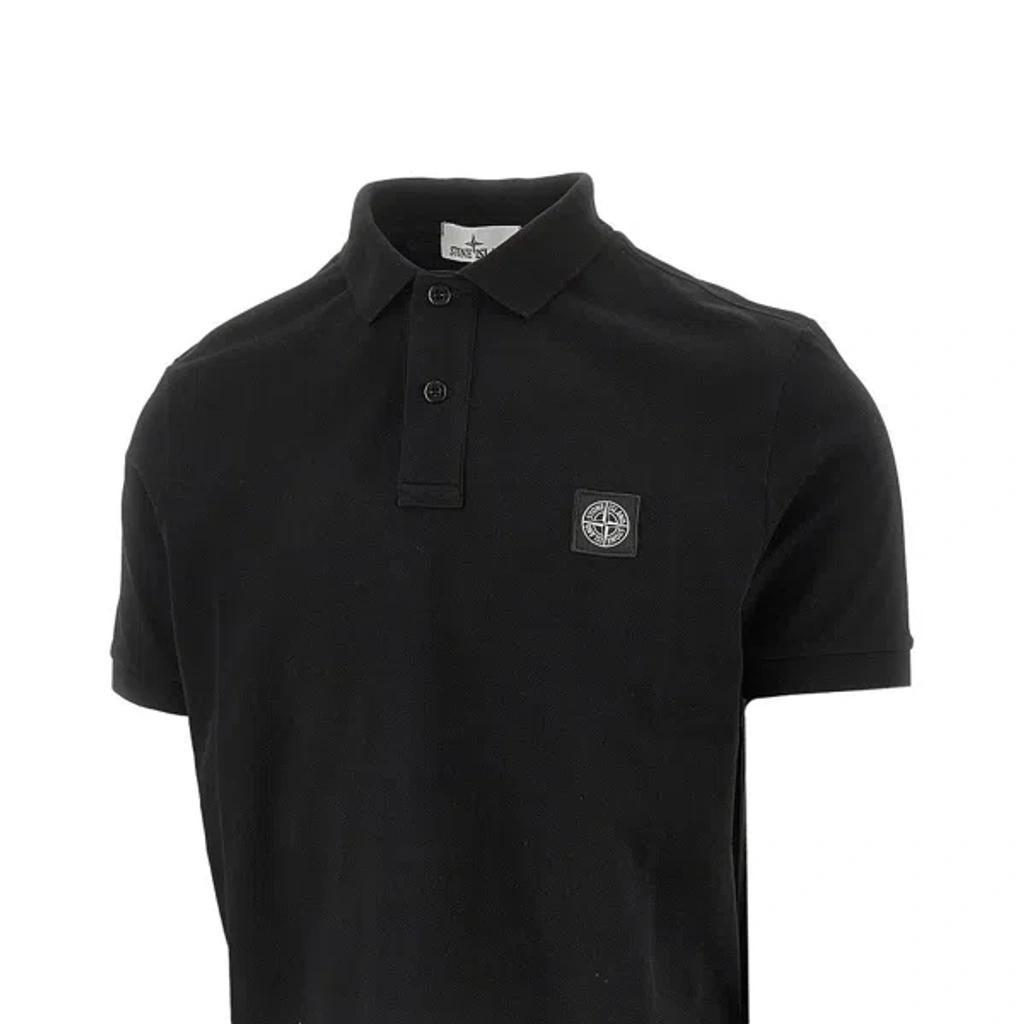 STONE ISLAND Mens Black Brand-patch Regular-fit Stretch-cotton Polo Shirt Xl Product Image