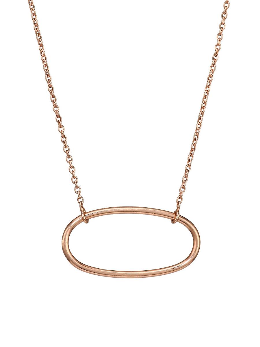 Womens 18K Rose Gold Mini Ellipse Pendant Necklace Product Image
