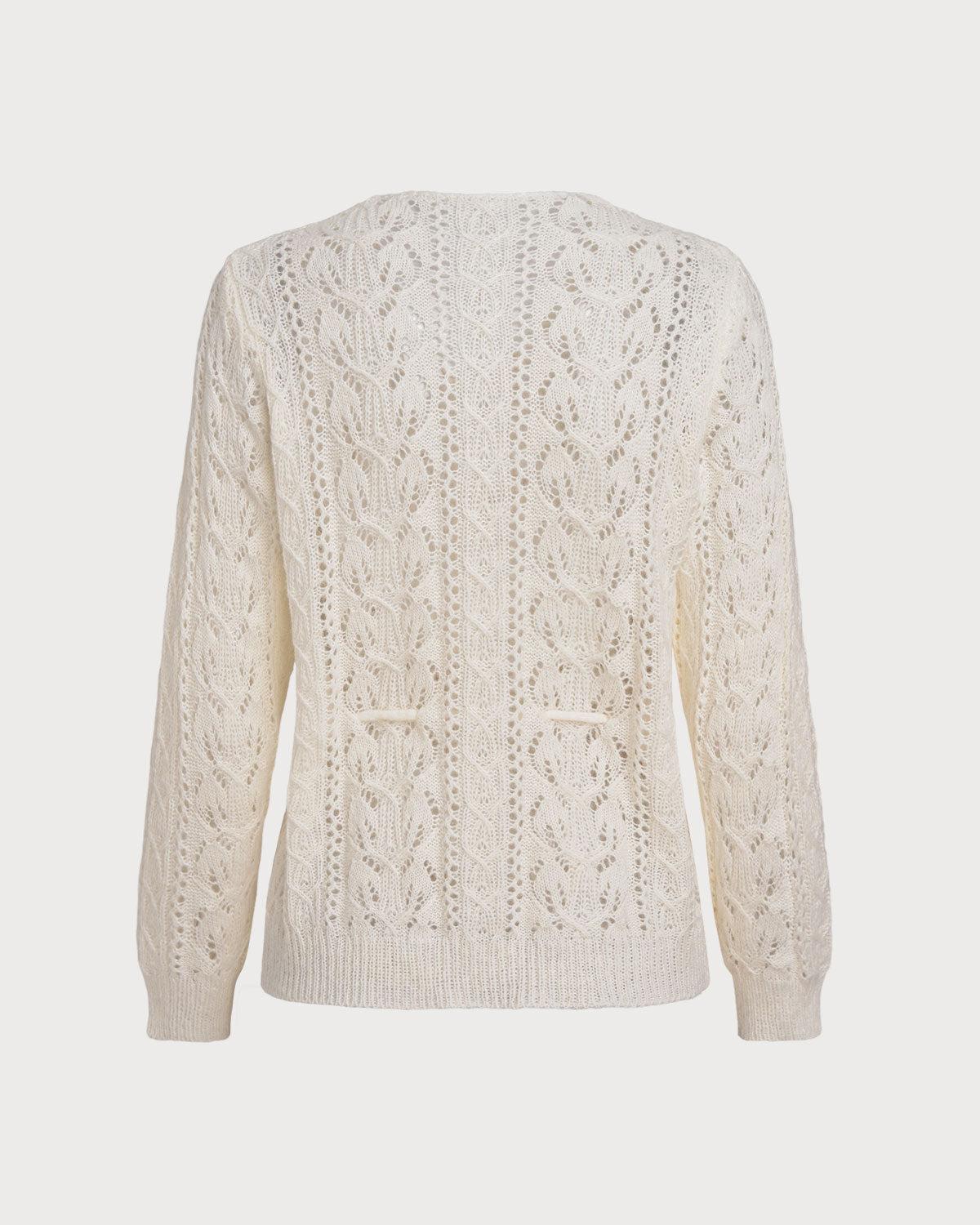 Beige V Neck Single Breasted Cardigan Product Image