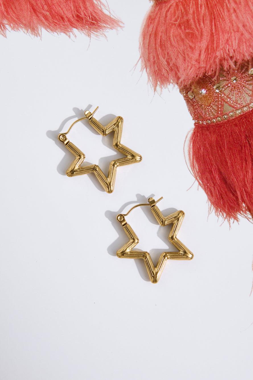 18k Gold Plated Shimmer Star Earrings Gold Product Image