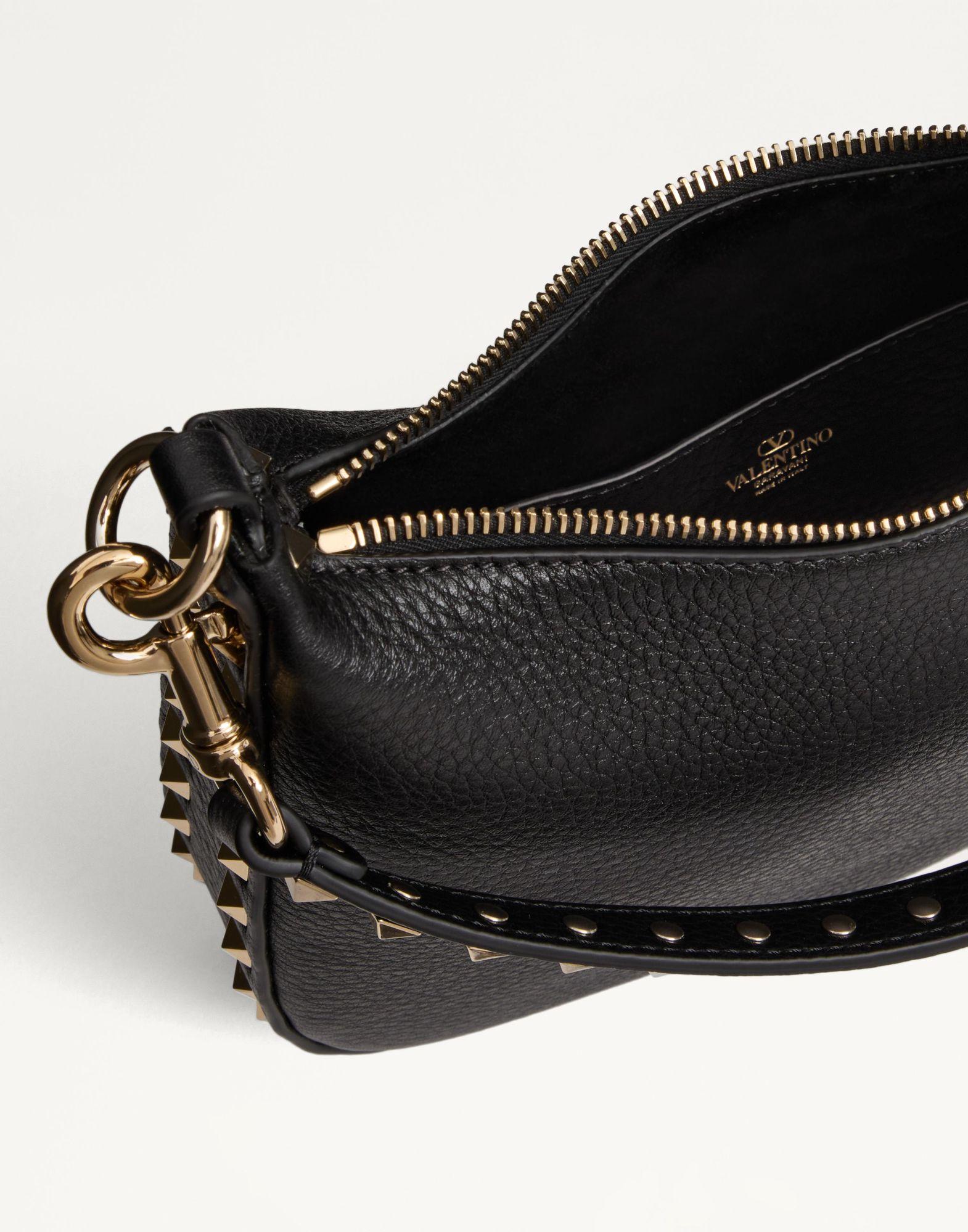Small Rockstud Hobo Bag In Grainy Calfskin Product Image