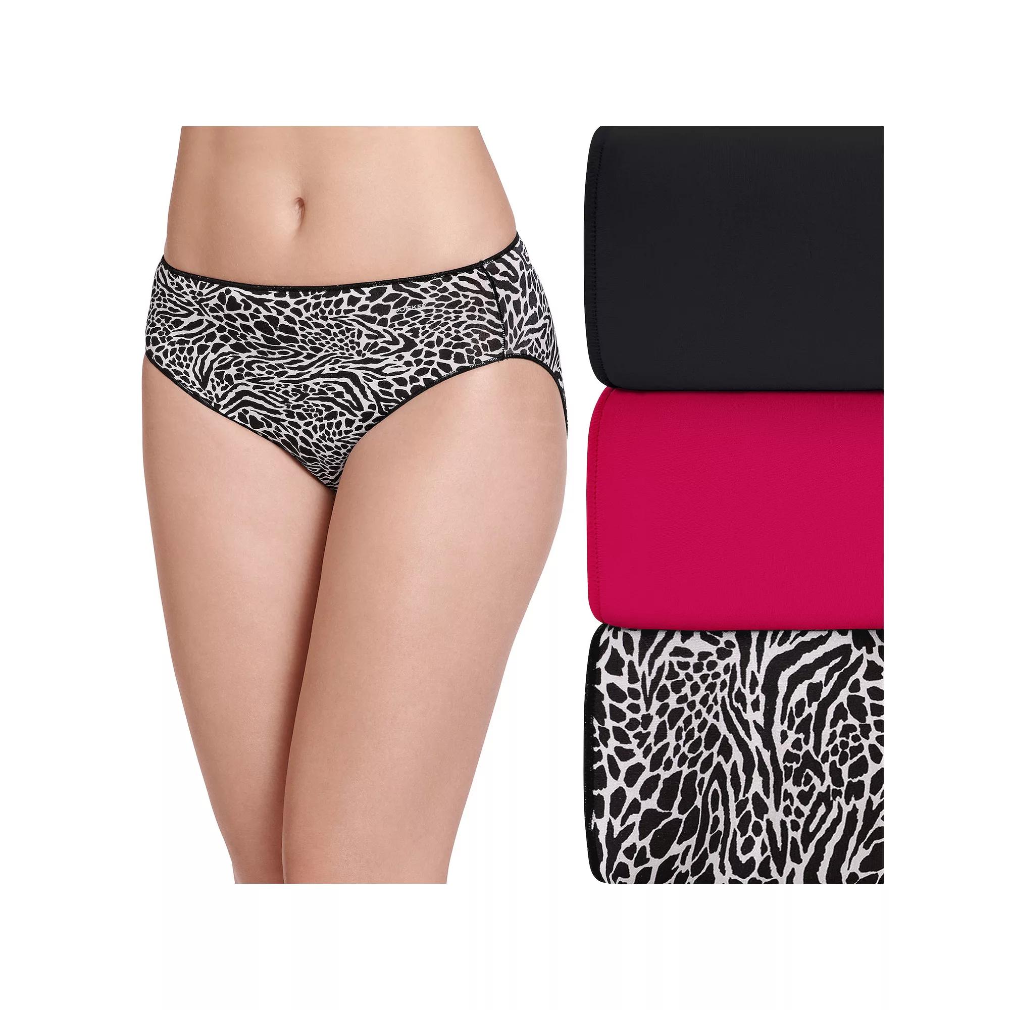 Women's Jockey® No Panty Line Promise® 3-Pack Bikini Panty Set 1770, Size: 8, Mixed Animal Product Image