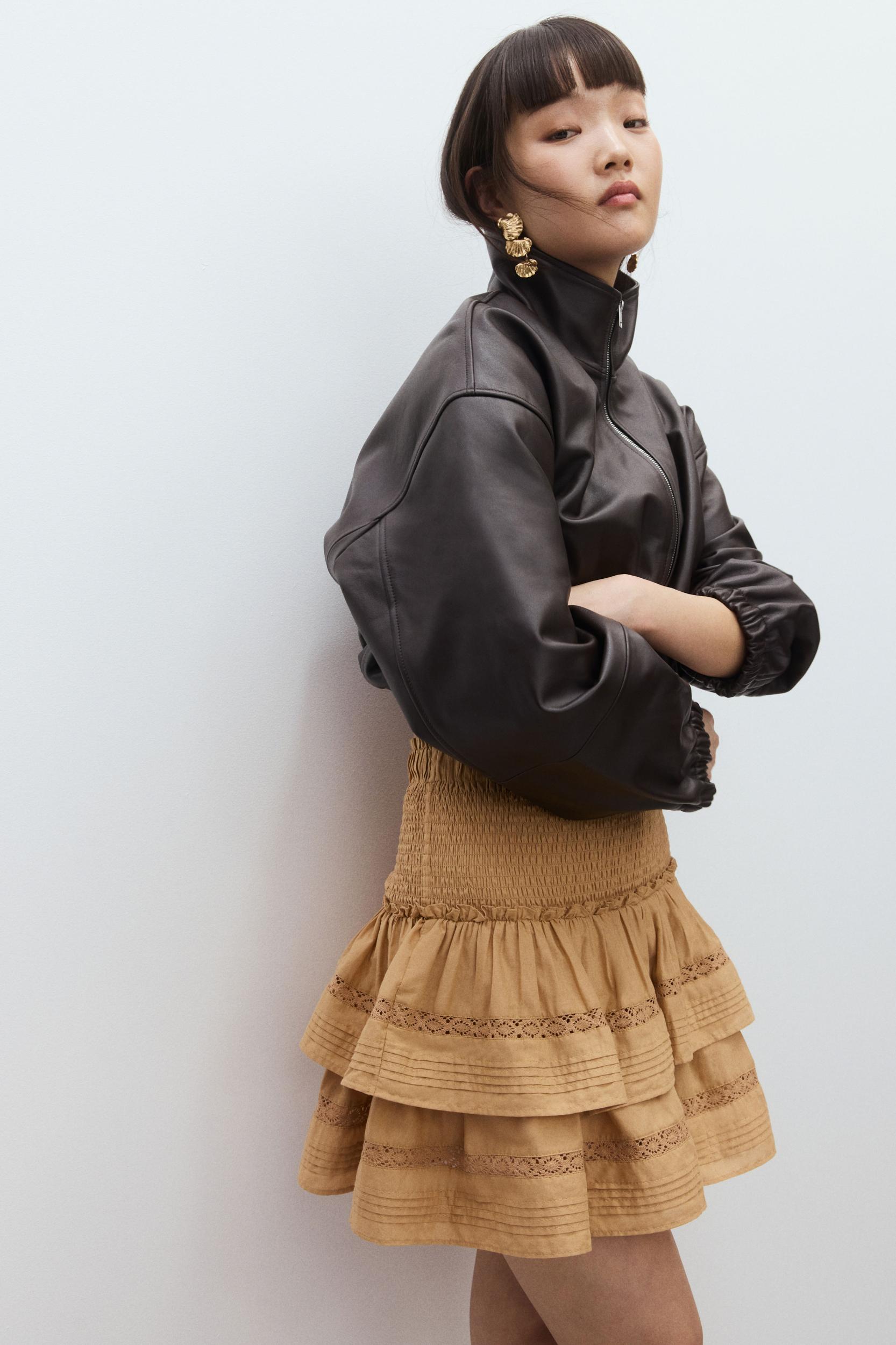 Lace-Inset Tiered Skirt Product Image