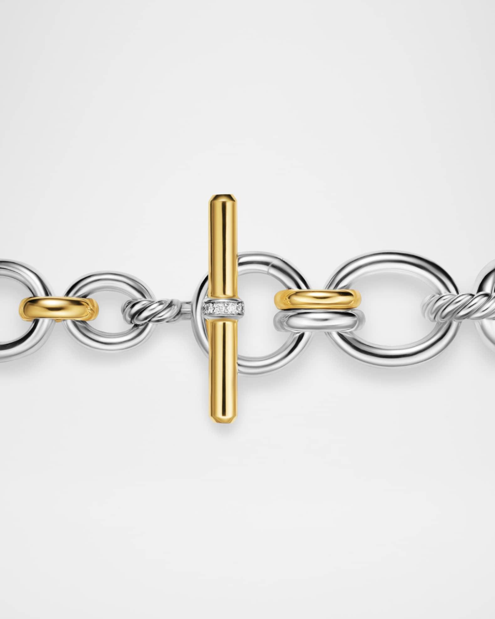 DY Mercer Chain Necklace with Diamonds in Silver and 18K Gold, 5mm Product Image