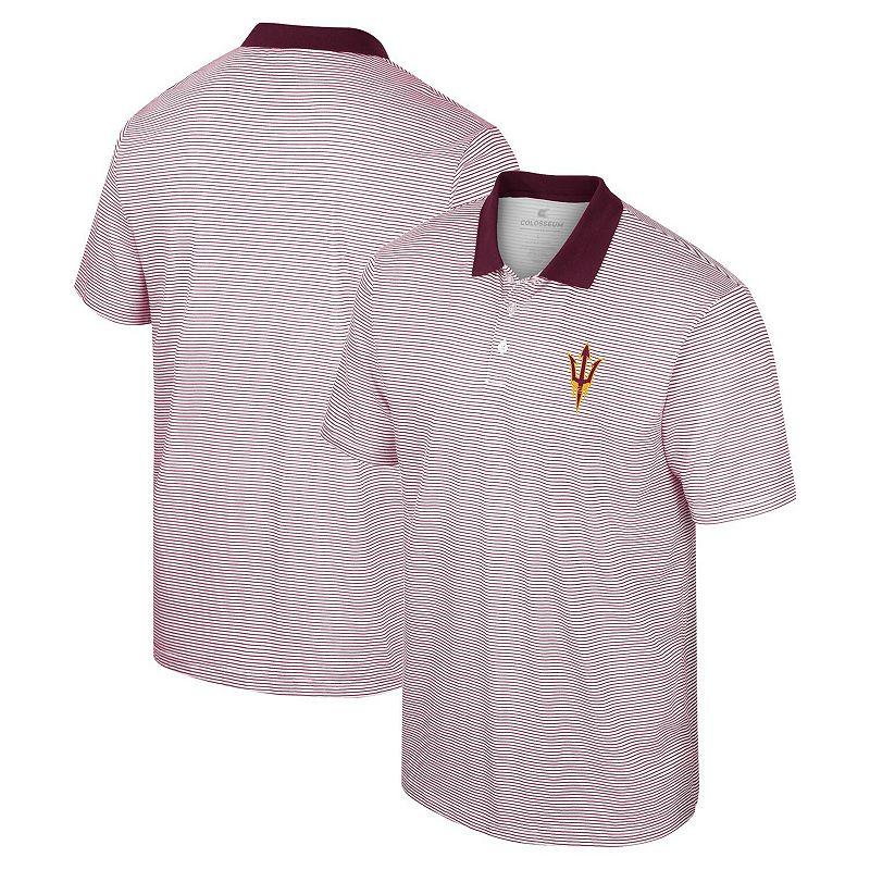 Men's Colosseum White/Maroon Arizona State Sun Devils Print Stripe Polo,  Product Image