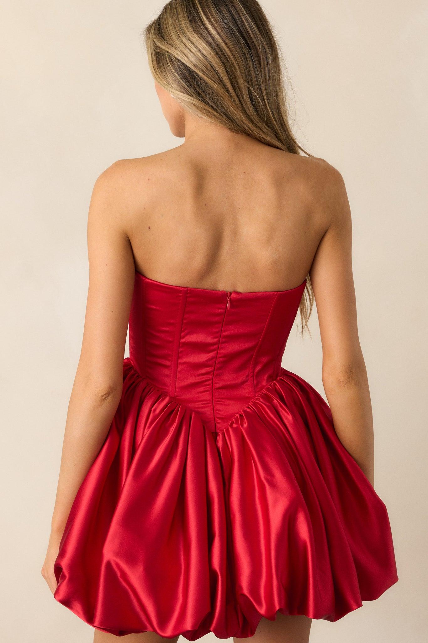 Love Letters Red Corset Bubble Mini Dress Product Image