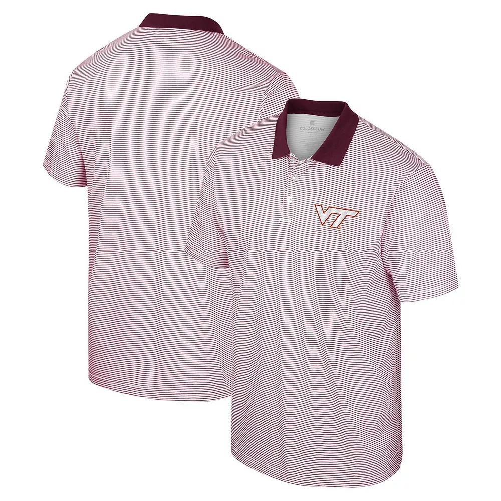 Men's Colosseum White Virginia Tech Hokies Print Stripe Polo,  Product Image