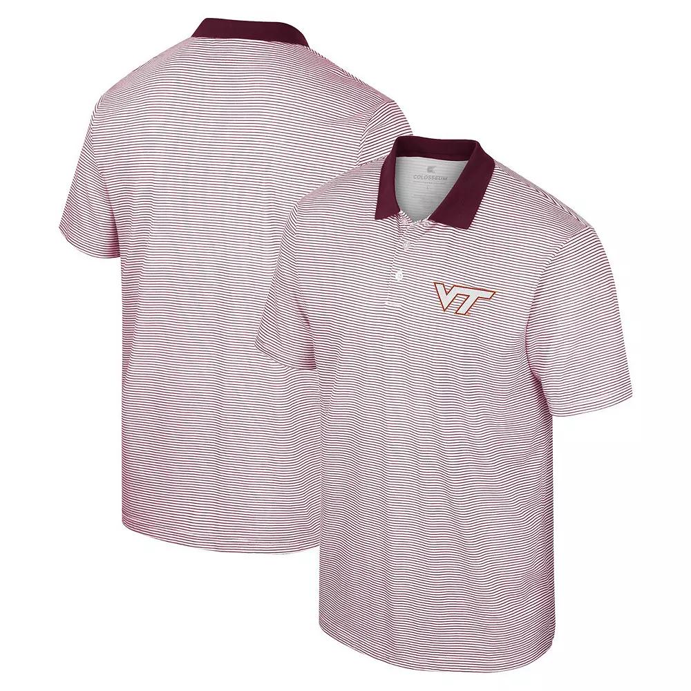 Men's Colosseum White Virginia Tech Hokies Print Stripe Polo,  Product Image