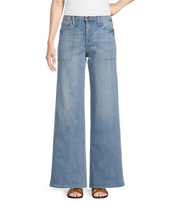 Sam Edelman Twill Denim High Rise Long Wide Leg Jeans Product Image