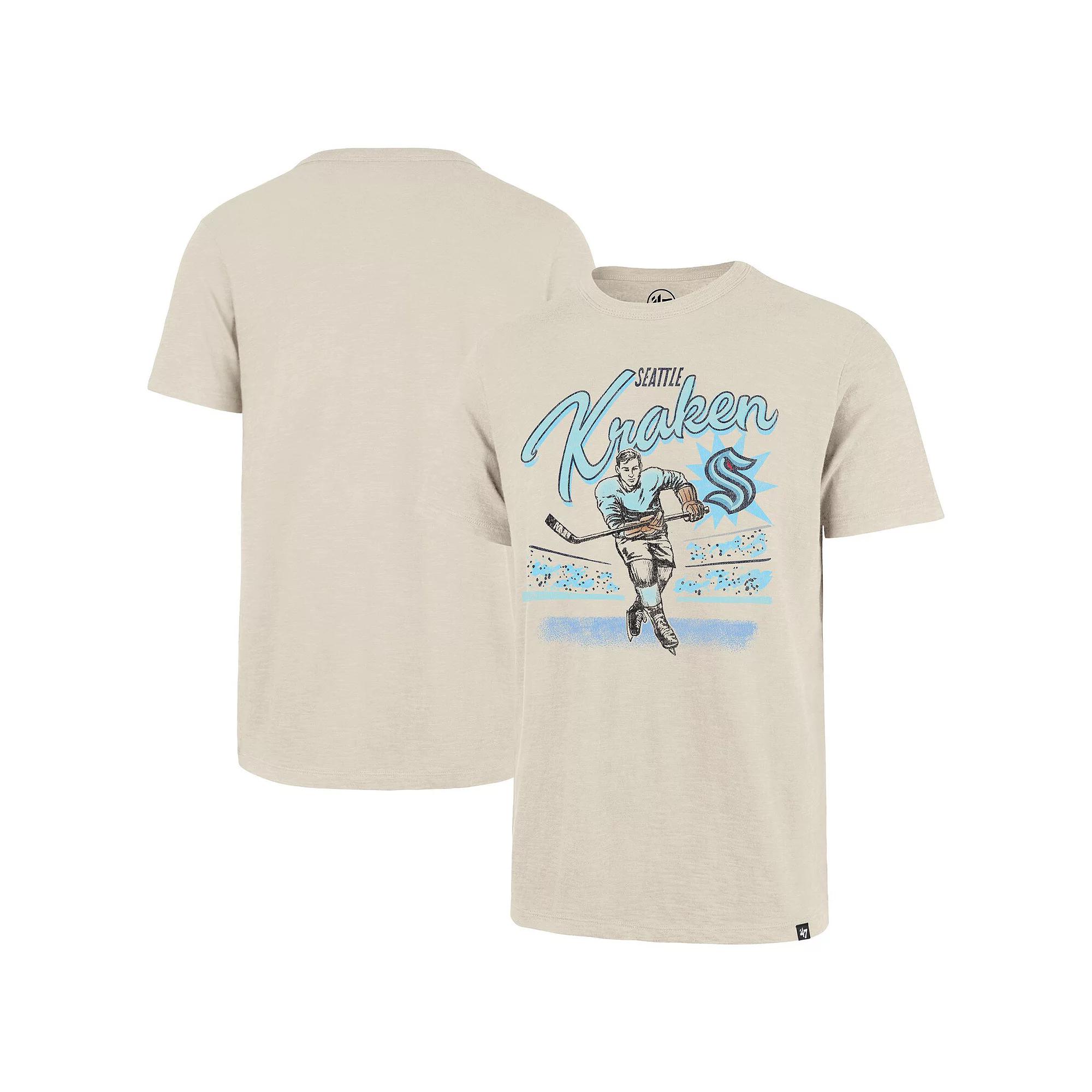 Men's '47  Natural Seattle Kraken Hockey Player Golden Age Scrum T-Shirt, Size: XL, Krk Beige Product Image