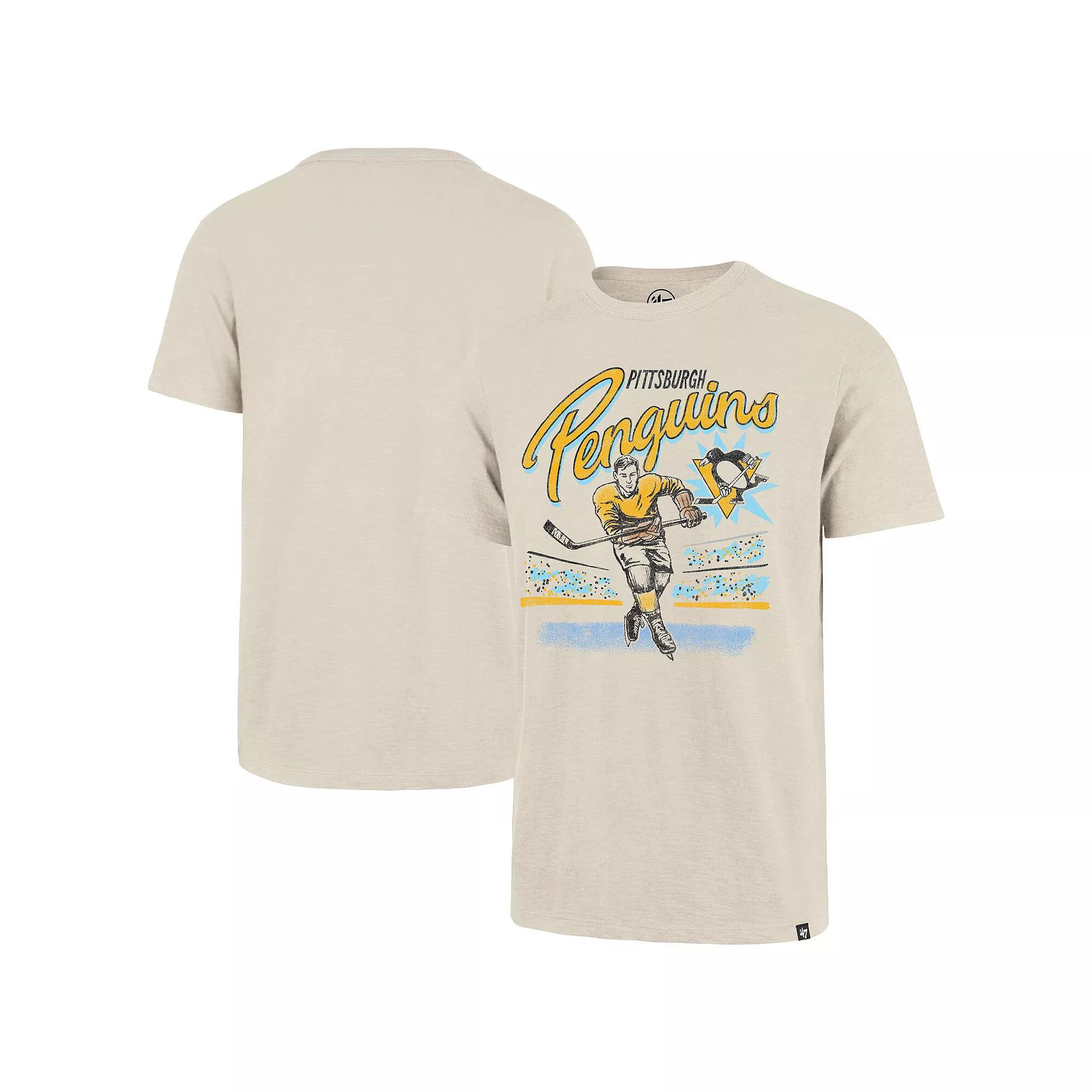 Men's '47  Natural Pittsburgh Penguins Hockey Player Golden Age Scrum T-Shirt, Size: Large, Beige Product Image
