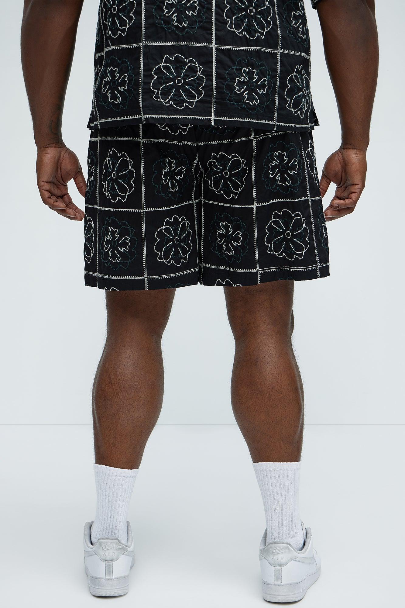 Tropical Bloom Cotton Shorts - Black/combo Product Image