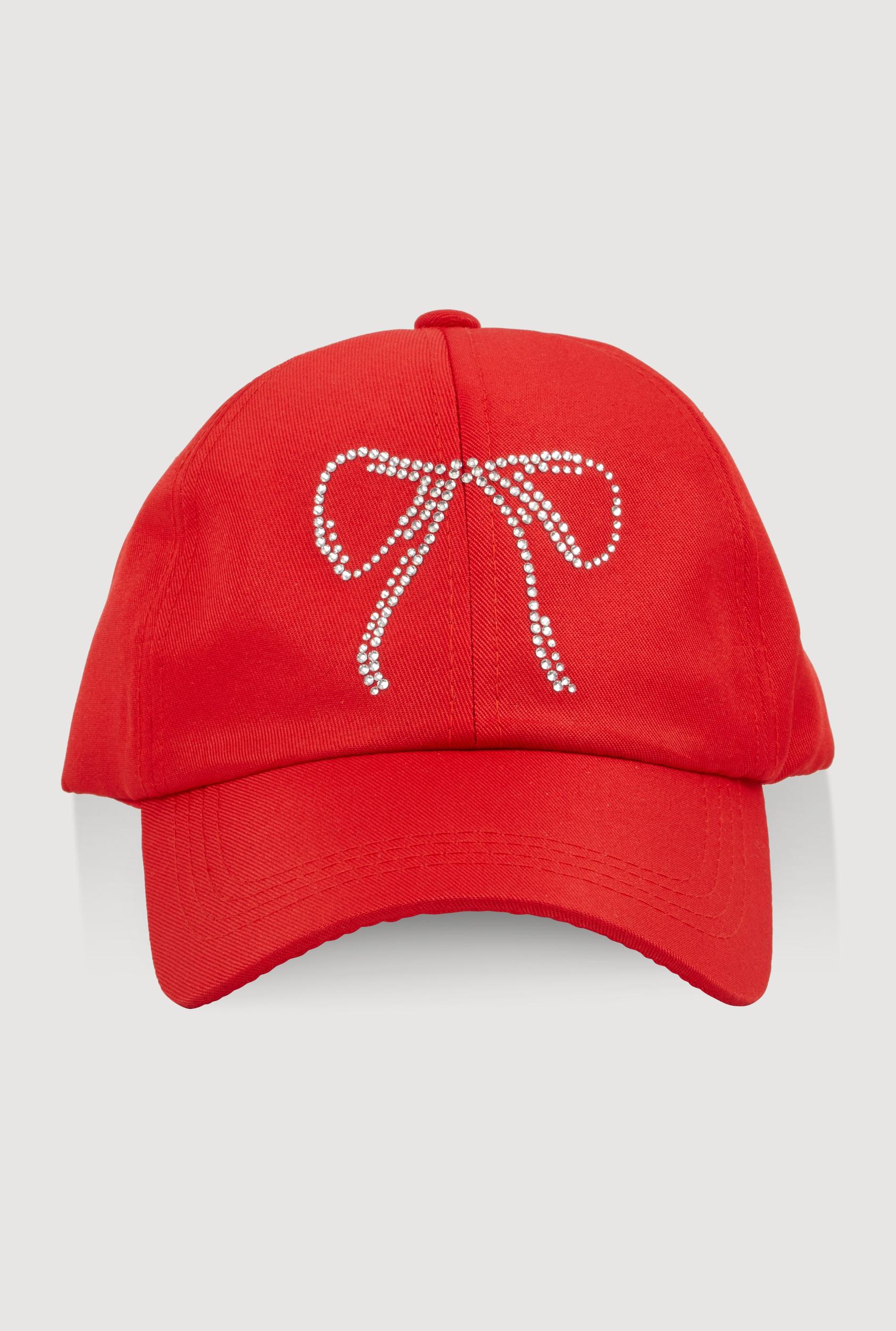 Womens Rhinestone Bow Baseball Cap Product Image
