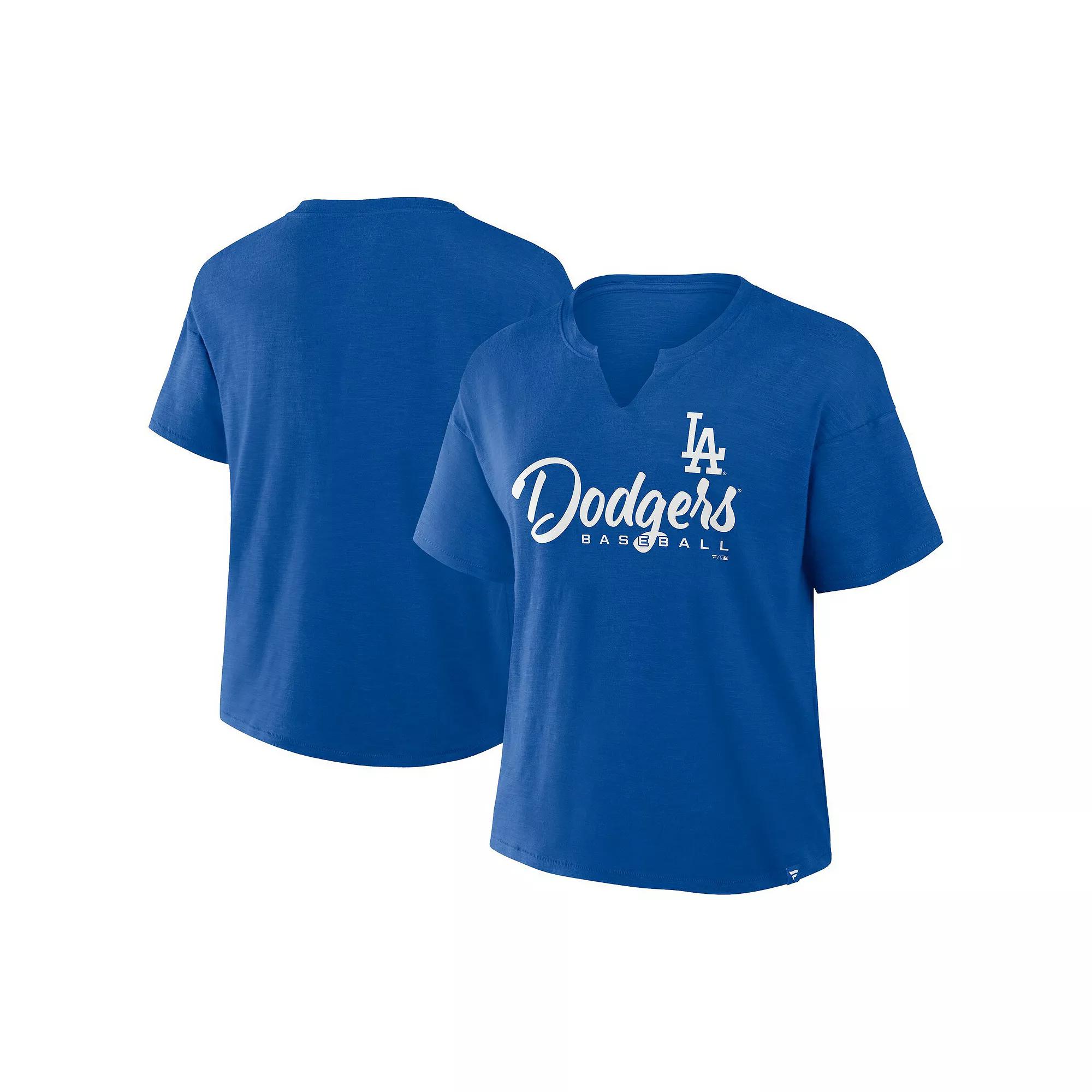 Women's Profile  Royal Los Angeles Dodgers Plus Size Wordmark Notch Neck T-Shirt, Size: 1XL, Blue Product Image