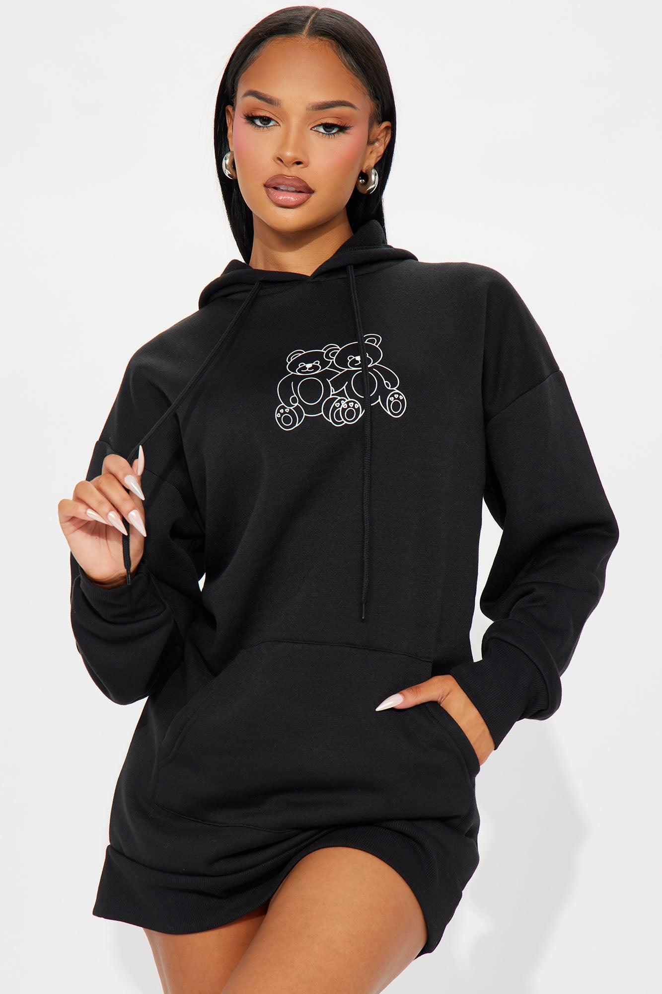 Cute As Can Be Hoodie Mini Dress - Black Product Image