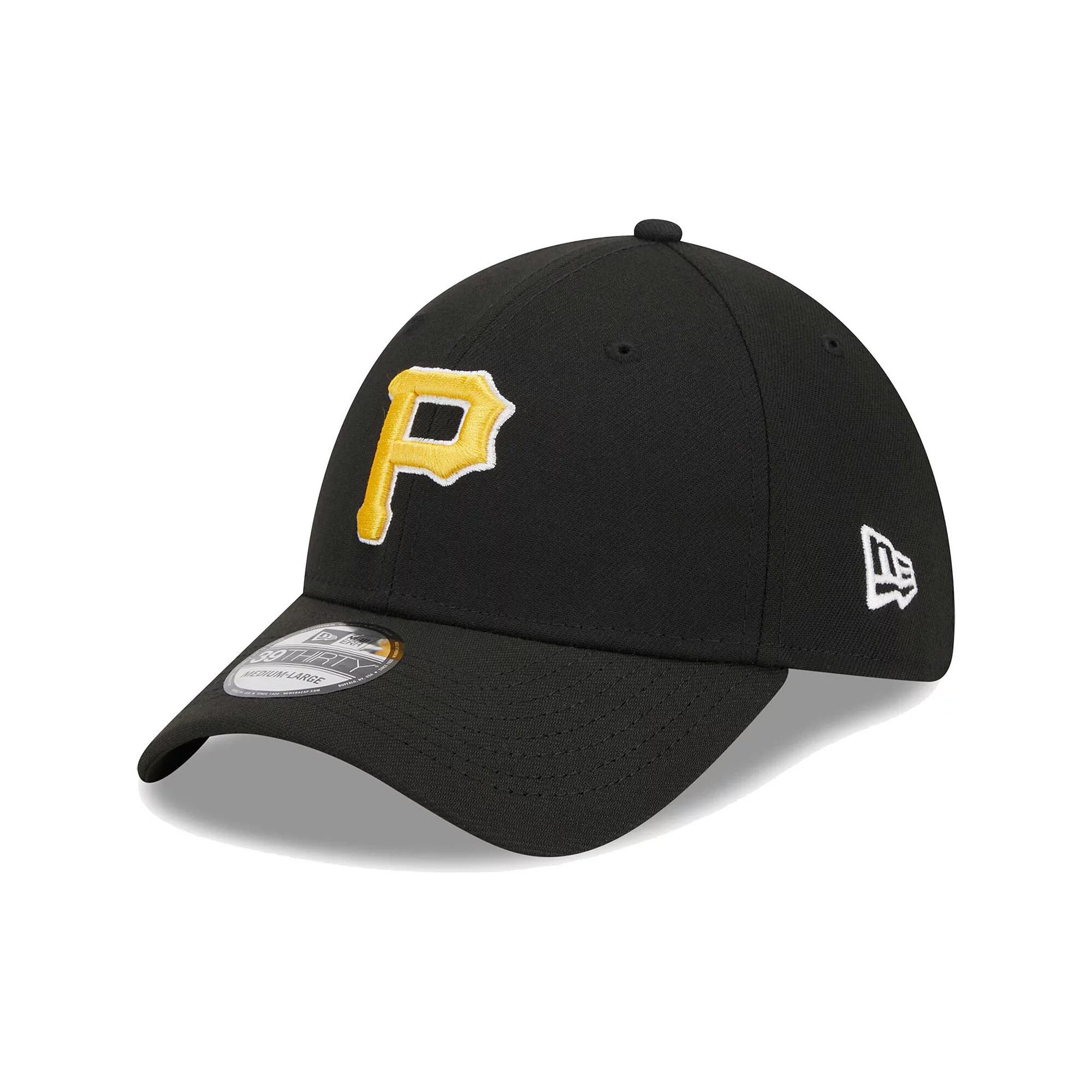Men's New Era Black Pittsburgh Pirates Logo 39THIRTY Flex Hat,  Product Image