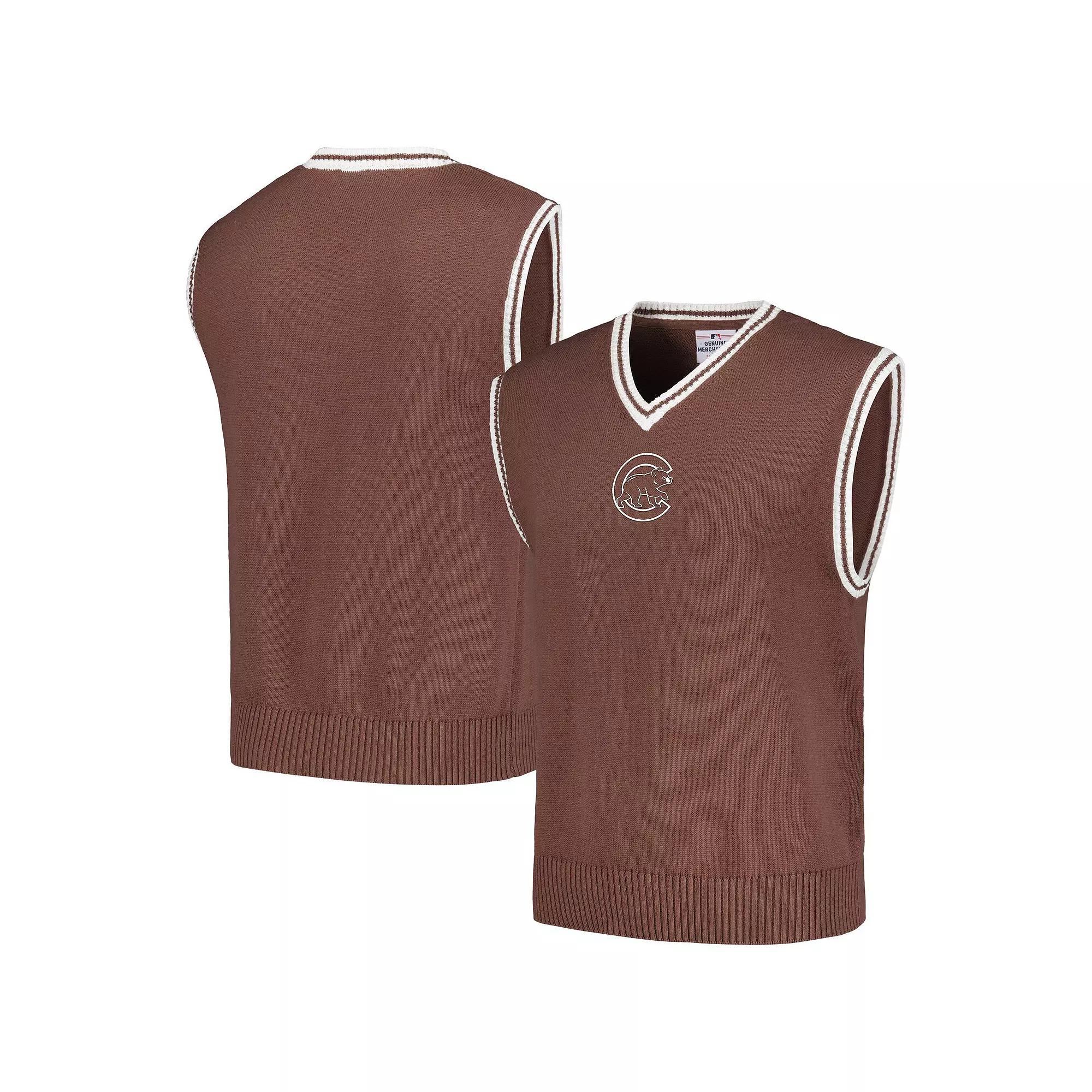 Men's PLEASURES Brown Chicago Cubs Knit V-Neck Pullover Sweater Vest,  Product Image