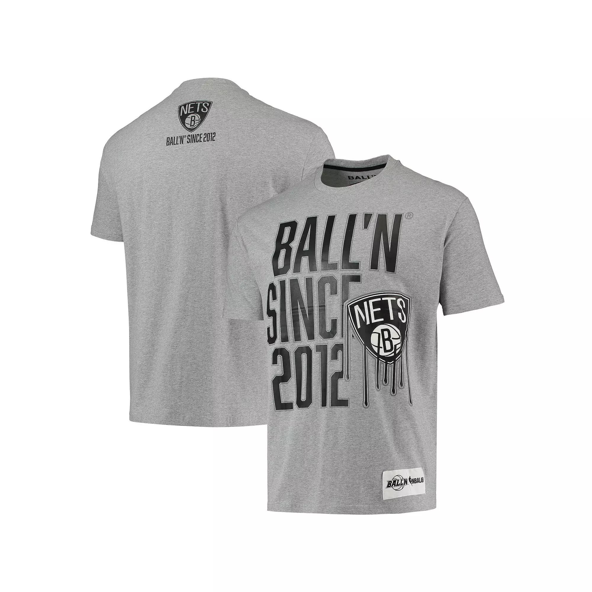 Men's BALL'N Heathered Gray Brooklyn Nets Since 2012 T-Shirt, Size: Small, Grey Product Image