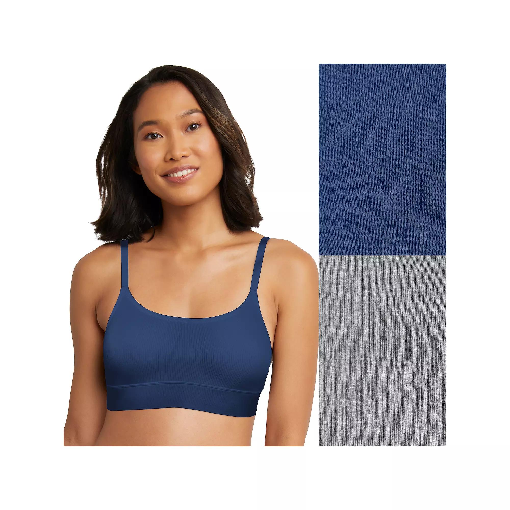 Hanes Originals Ultimate 2-Pack Stretch Cotton Longline Bralette DHO104, Women's,  Product Image