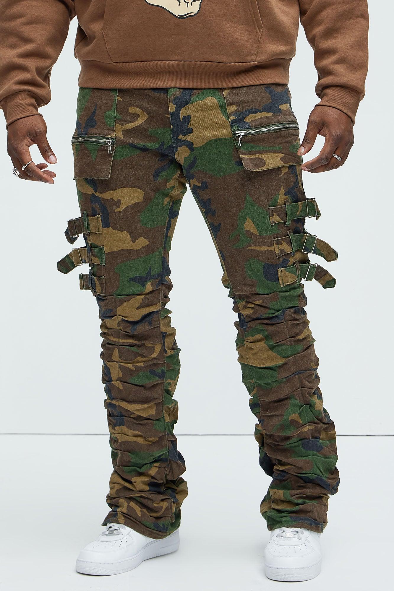 Pleat Me Down Stacked Skinny Flare Pants - Camouflage Product Image