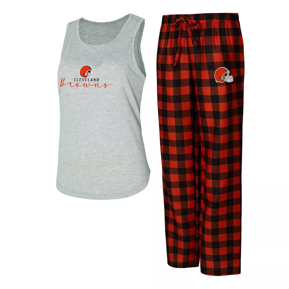 Women's Concepts Sport Gray/Brown Cleveland Browns Petition Tank Top and Pants Sleep Set, Size: Large, Grey Product Image