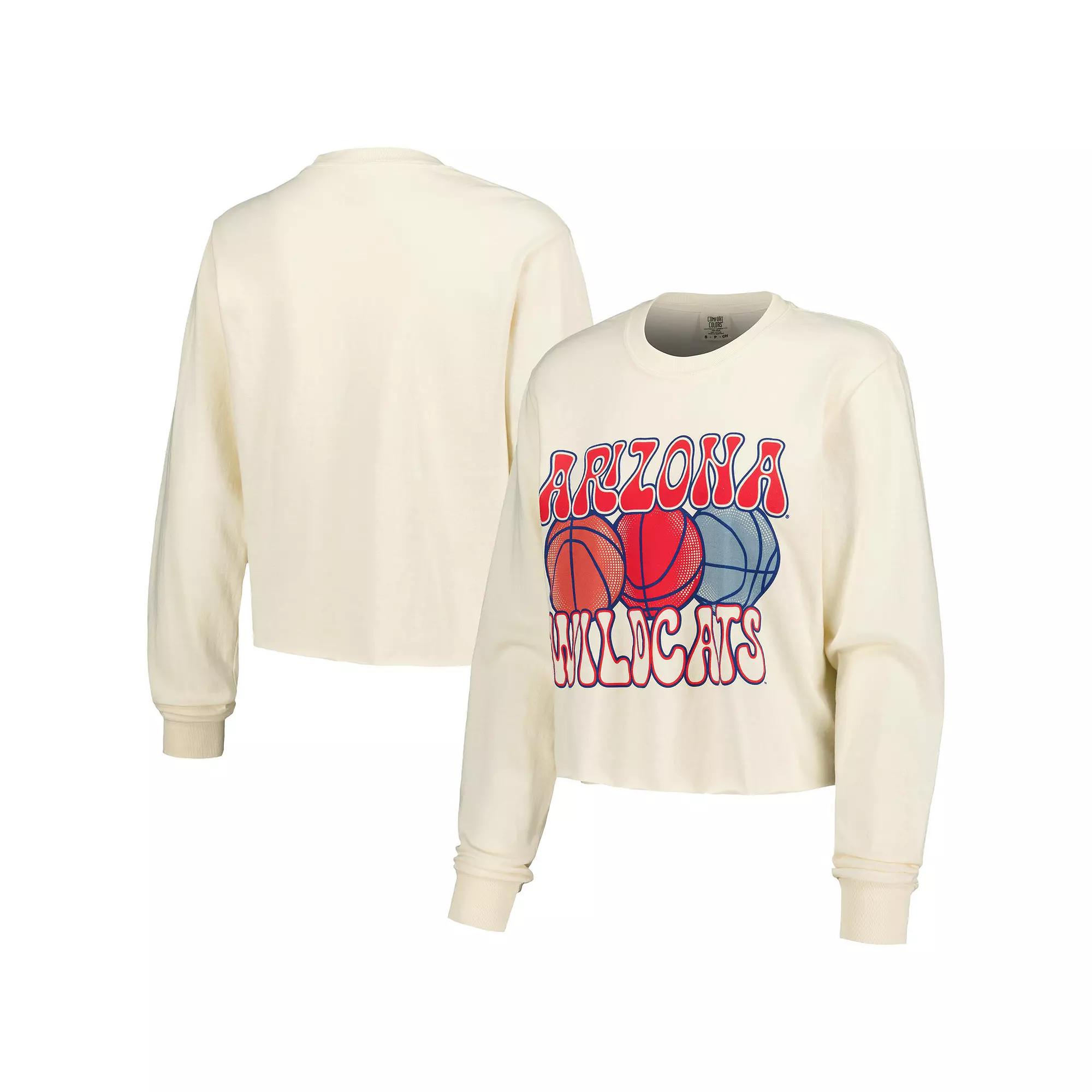 Women's Natural Arizona Wildcats Comfort Colors Basketball Cropped Long Sleeve T-Shirt, Size: XL, Beige Product Image