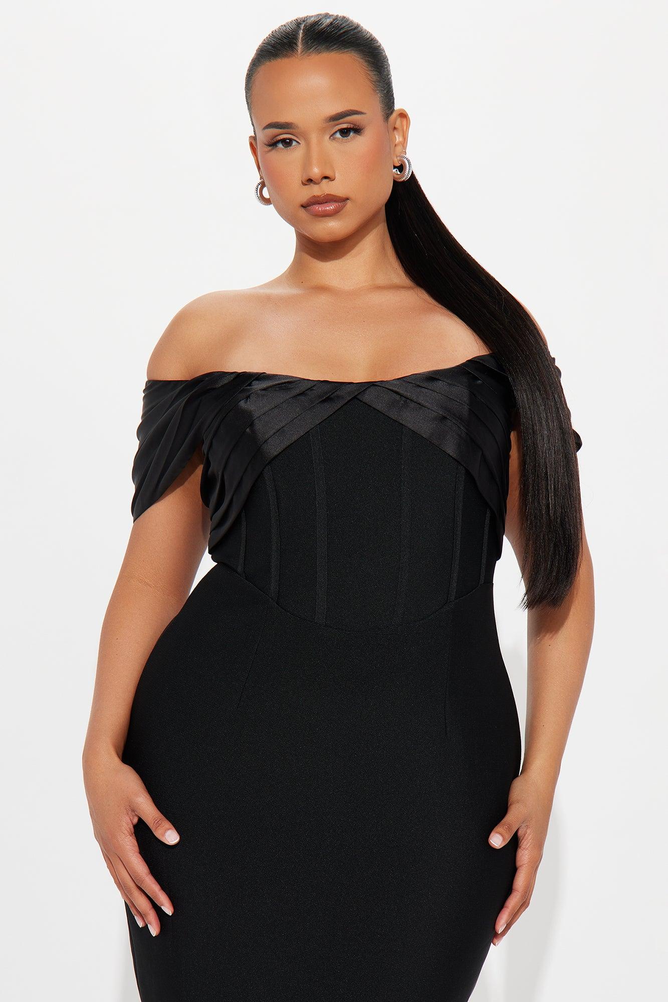 Grand Gesture Bandage Midi Dress - Black Product Image