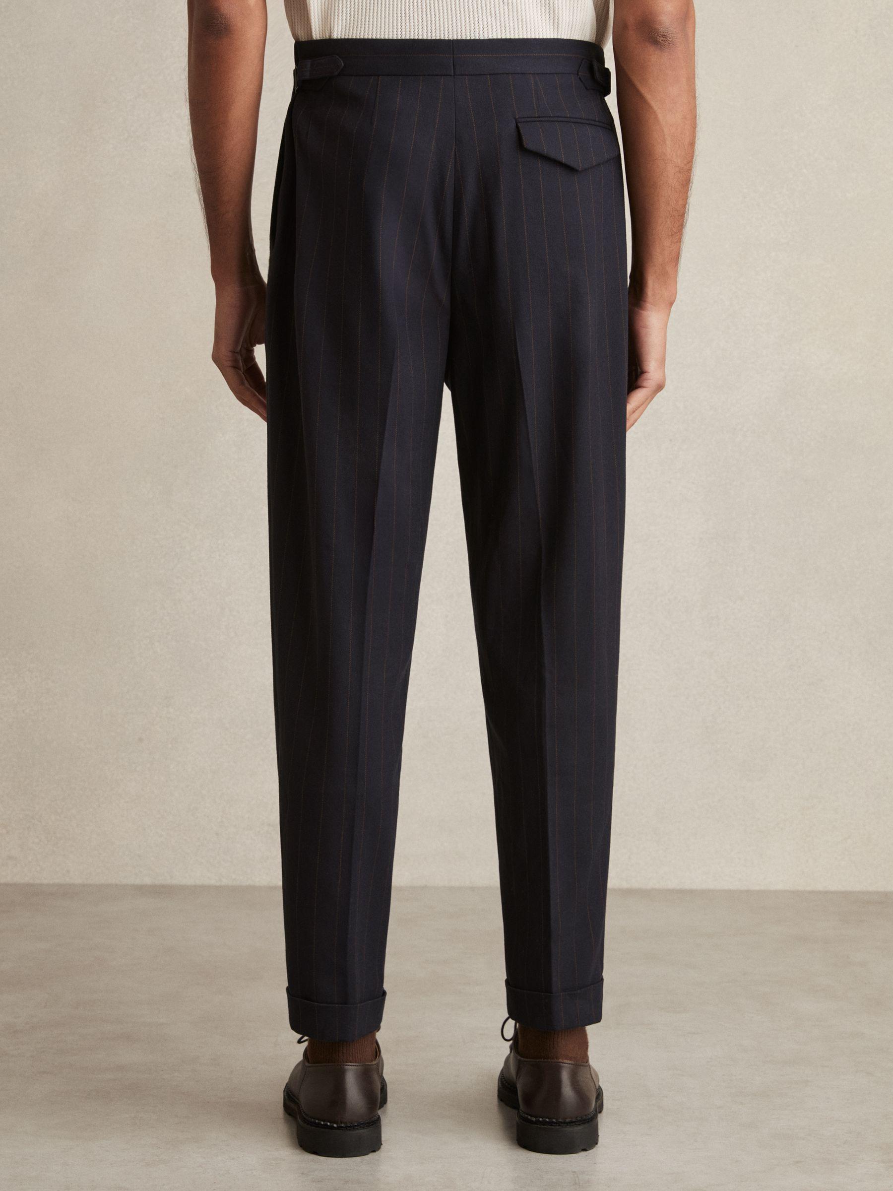 Pinstripe Tapered Trousers in Navy Product Image