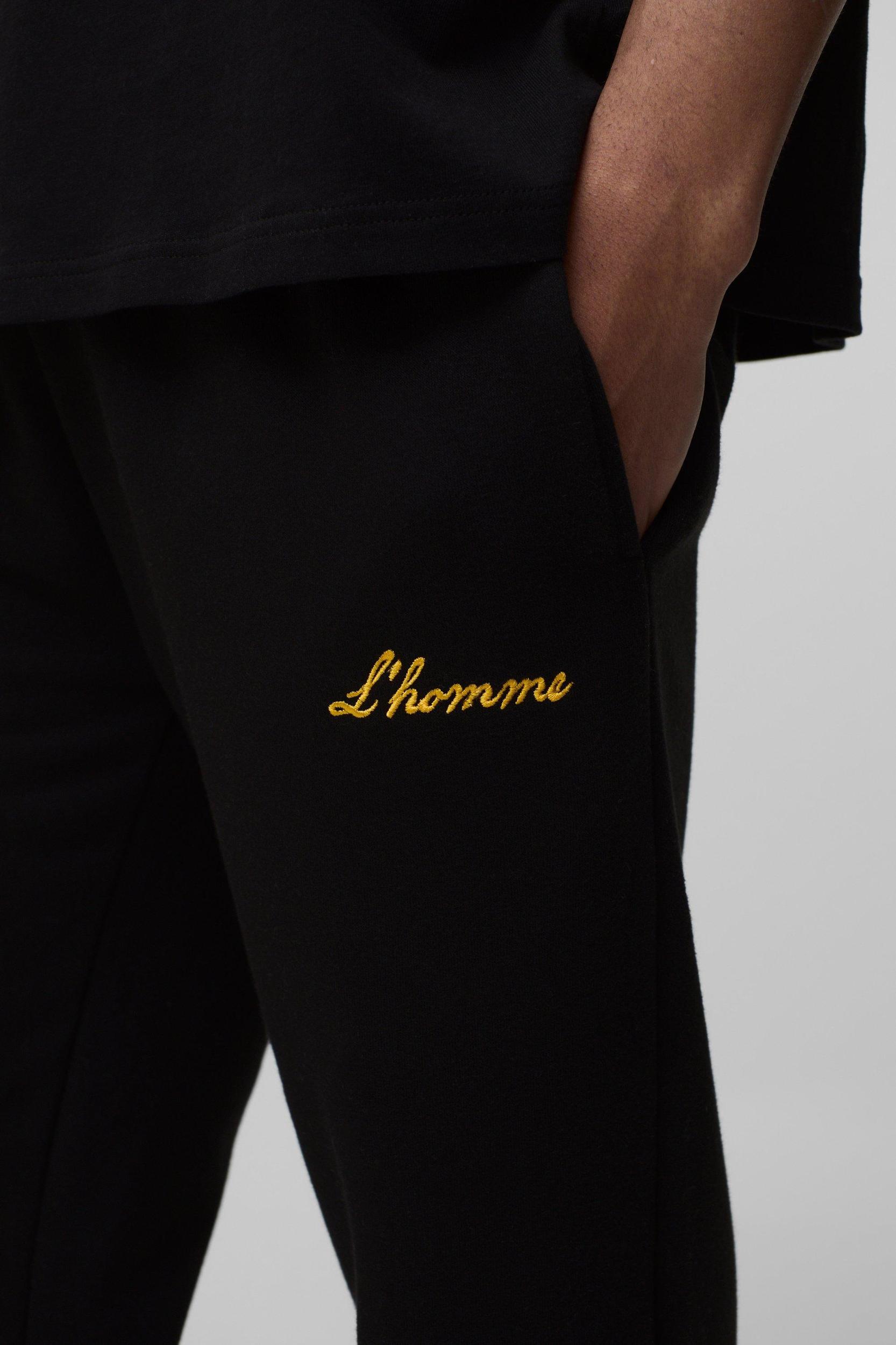 Regular Fit L'Homme Split Hem Sweatpants | boohooMAN USA Product Image