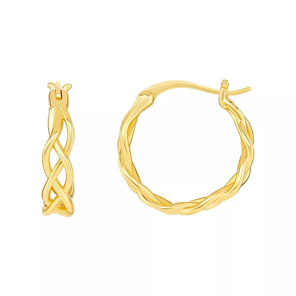 PRIMROSE 18k Gold Plated 17mm Polished Braided Hoop Earrings, Women's, Size: 17 mm, Yellow Gold Tone Product Image