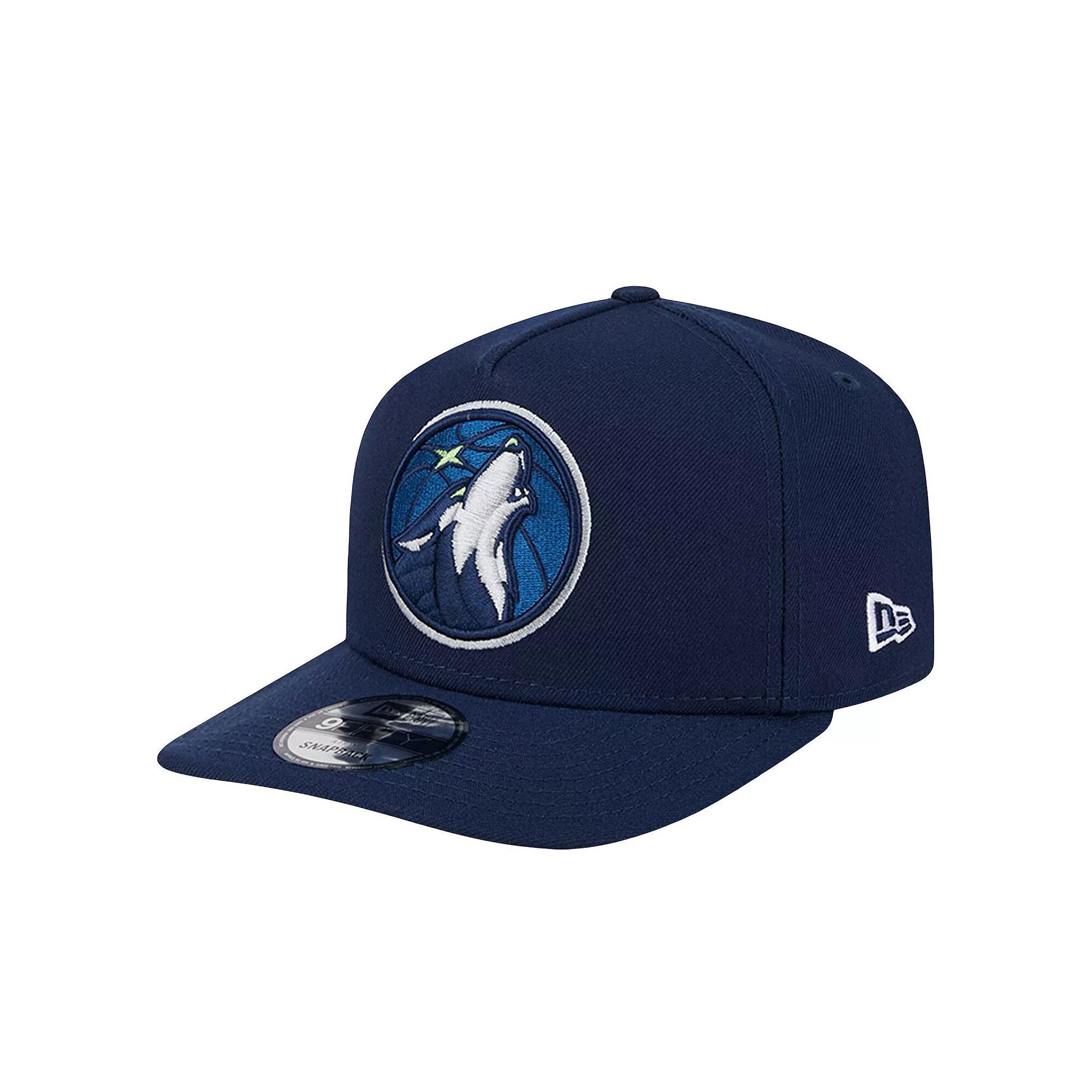 Men's New Era Navy Minnesota Timberwolves Logo A-Frame 9FIFTY Snapback Hat, Blue Product Image