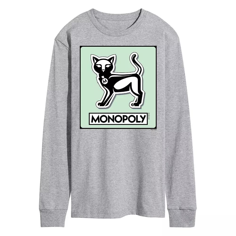 Men's Monopoly Cat Game Token Long Sleeve Graphic Tee,  Product Image