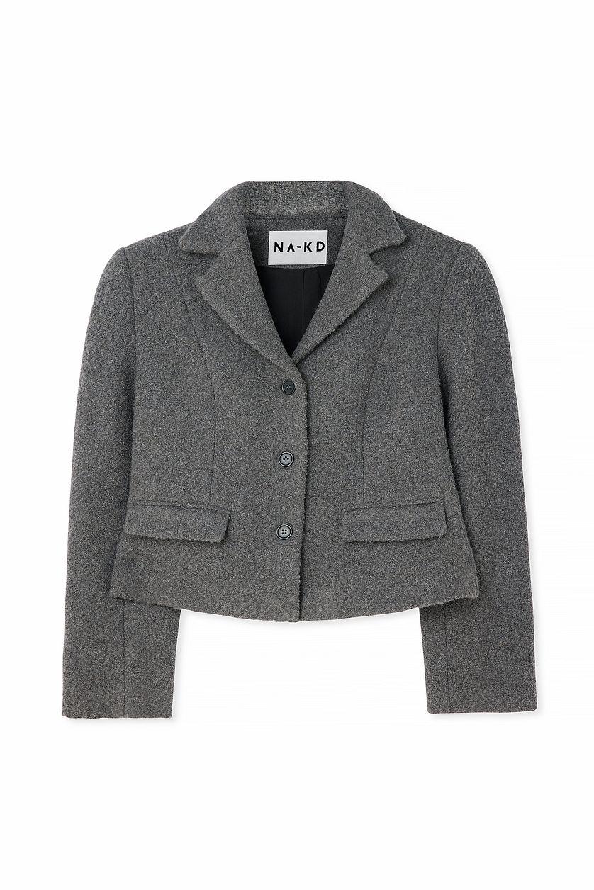 Wool Blend Short Blazer Grey Product Image