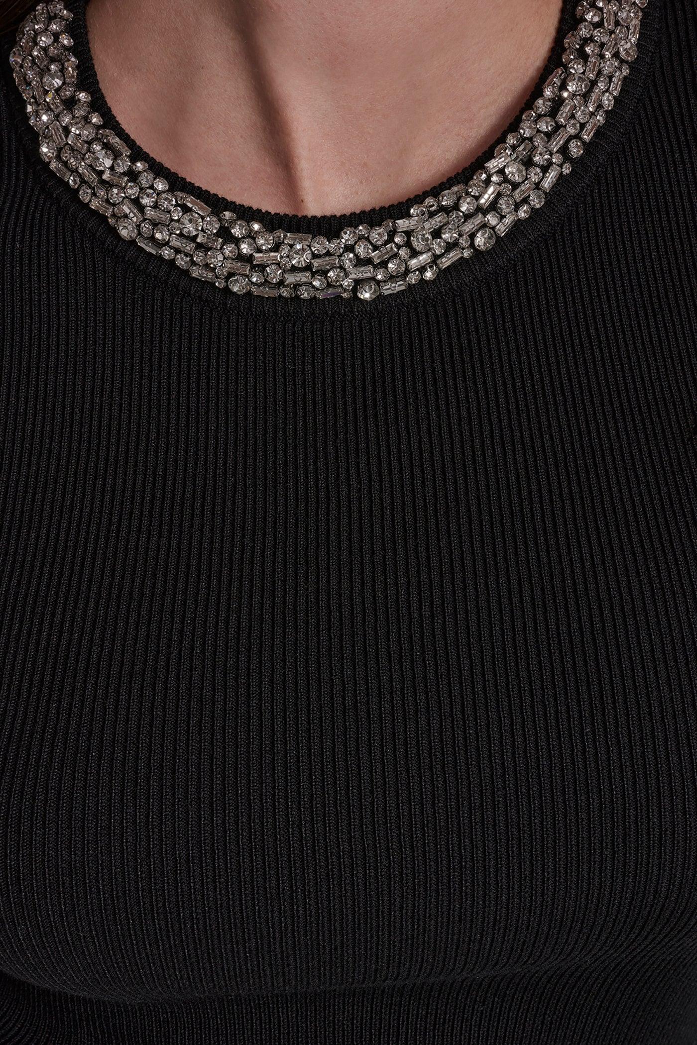 SWEATER WITH EMBELLISHED NECKLINE Product Image