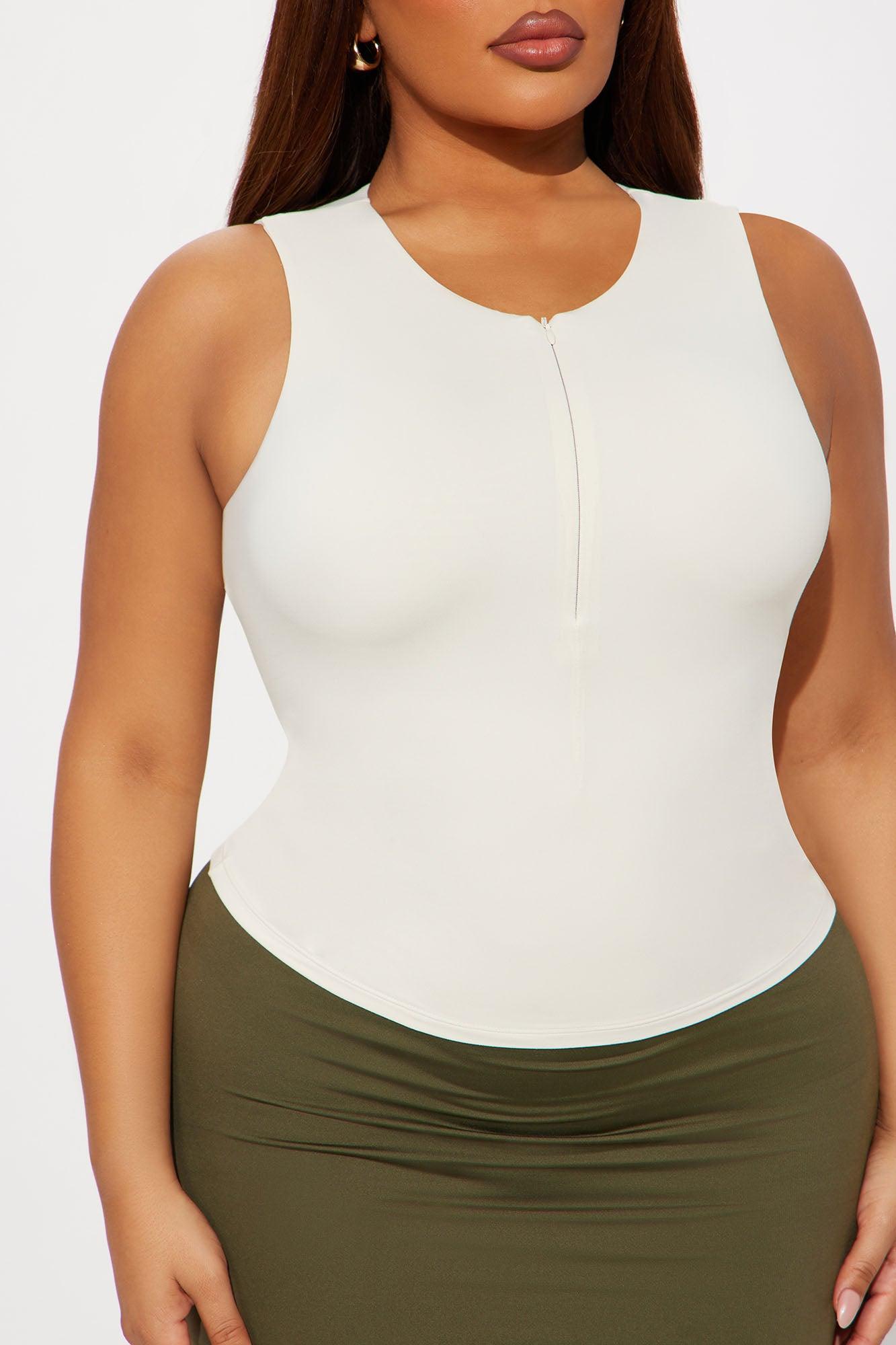 Second Skin Double Lined Zip Front Tank - Bone Female Product Image