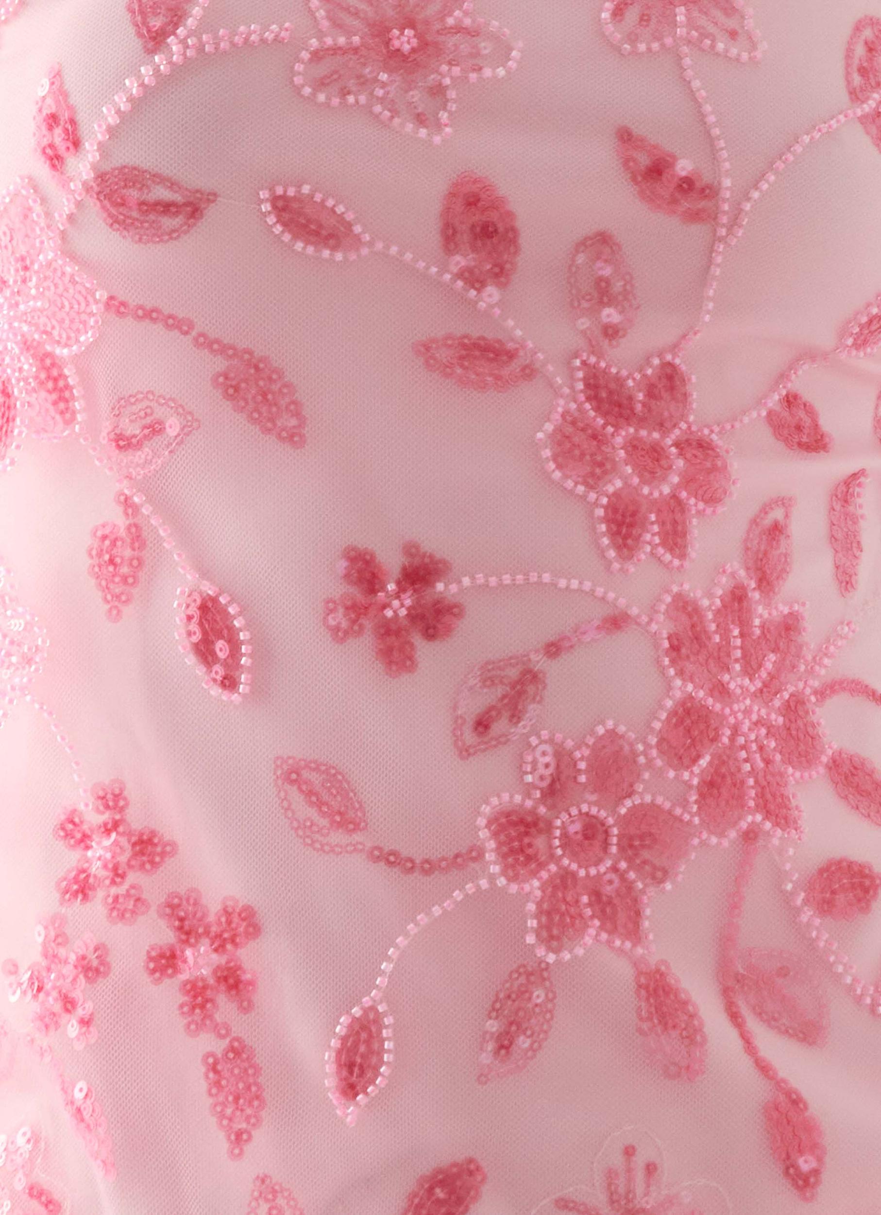 Janelle Beaded Halter Top - Pink Product Image