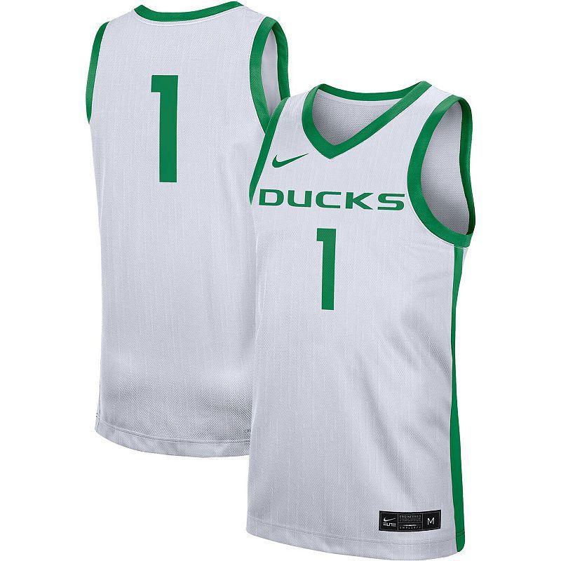 Men's Nike #1 White Oregon Ducks Replica Jersey,  Product Image