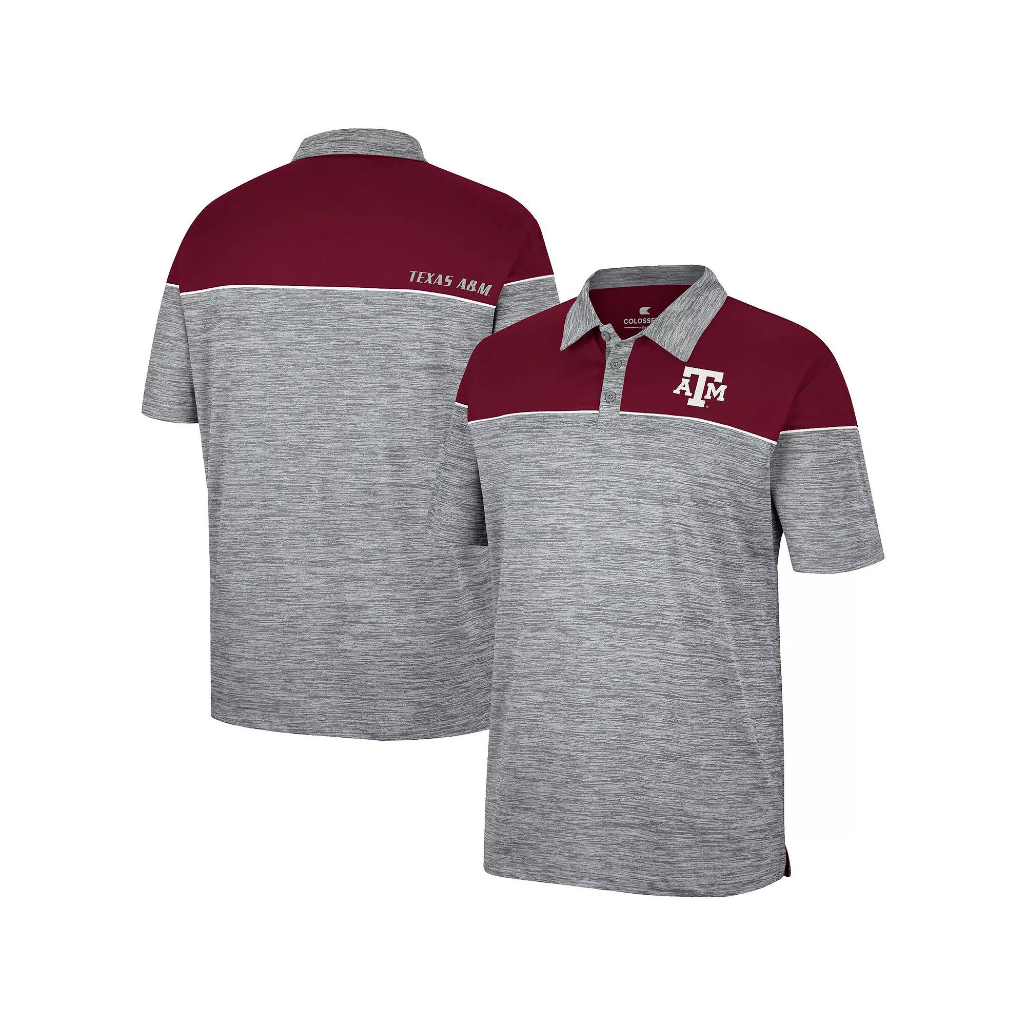 Men's Colosseum Heathered Gray/Maroon Texas A&M Aggies Birdie Polo, Size: 2XL, Grey Product Image
