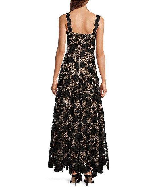 Antonio Melani Jenneth Schiffli Lace Sheer Illusion Square Neck Sleeveless Strap A-Line Gown Product Image