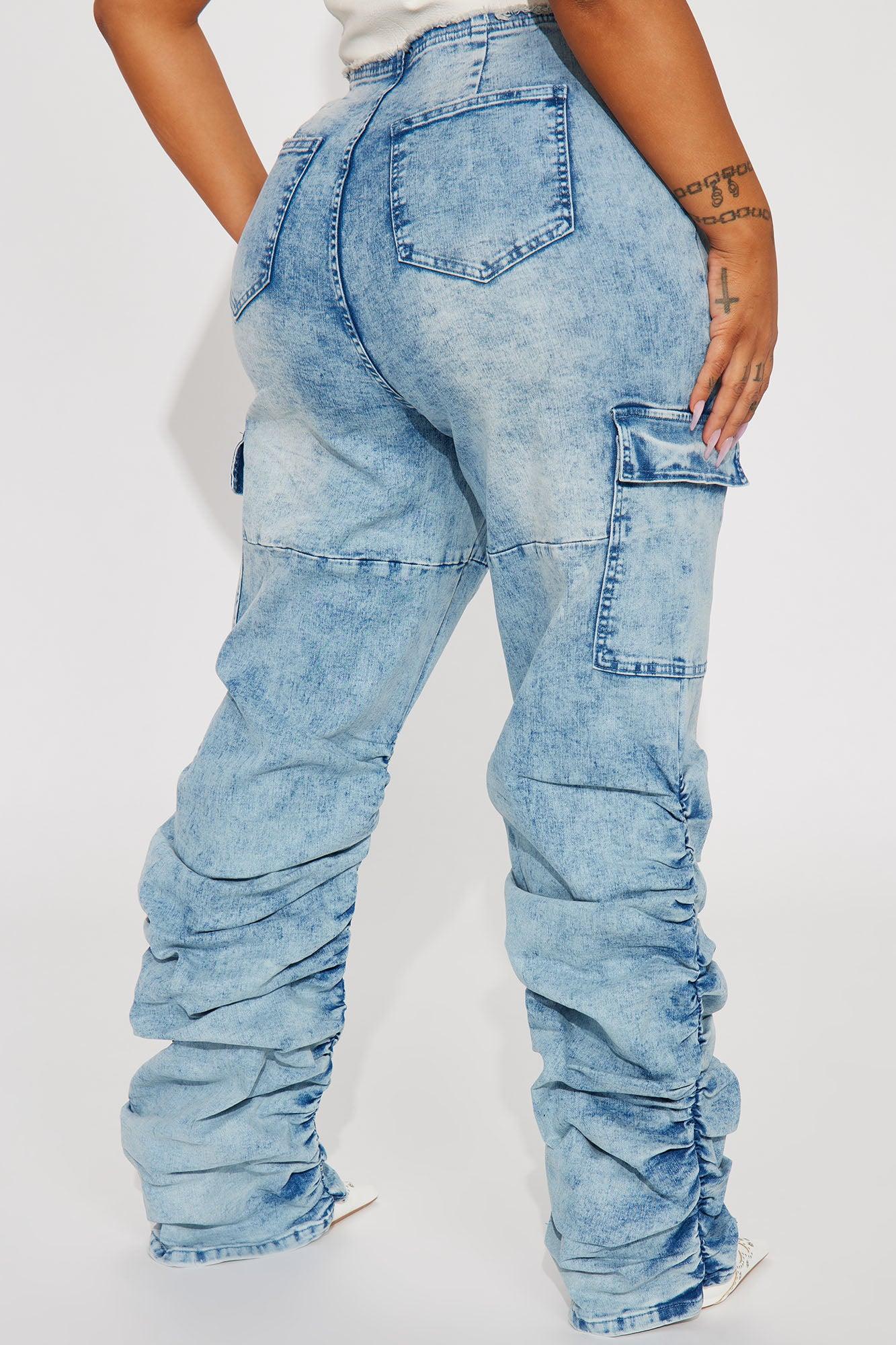Nobody Else Stretch Stacked Cargo Jean - Medium Wash Product Image