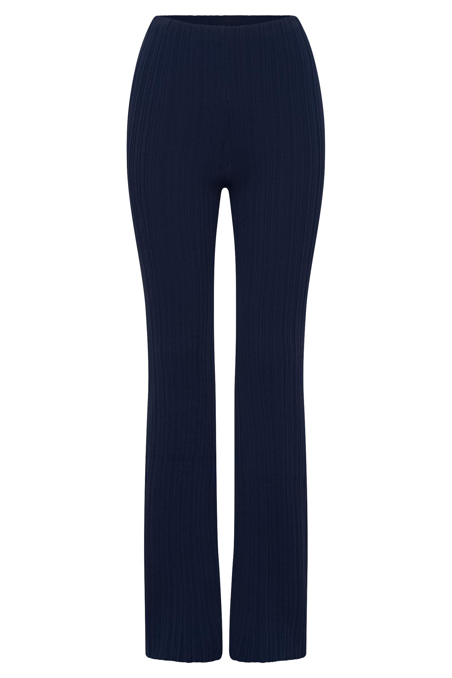 Chiara Straight Leg Rib Knit Pant - Navy Product Image