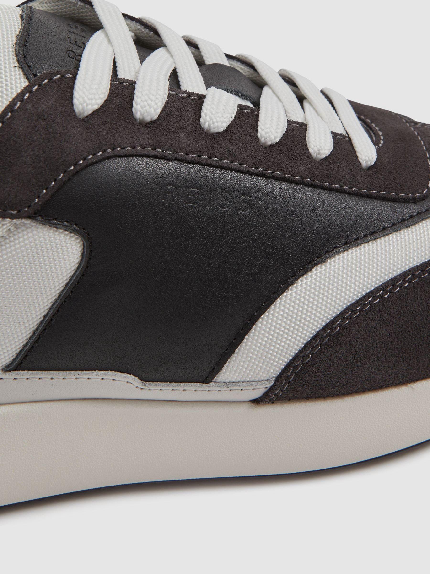 Leather Suede Running Trainers in Charcoal Product Image