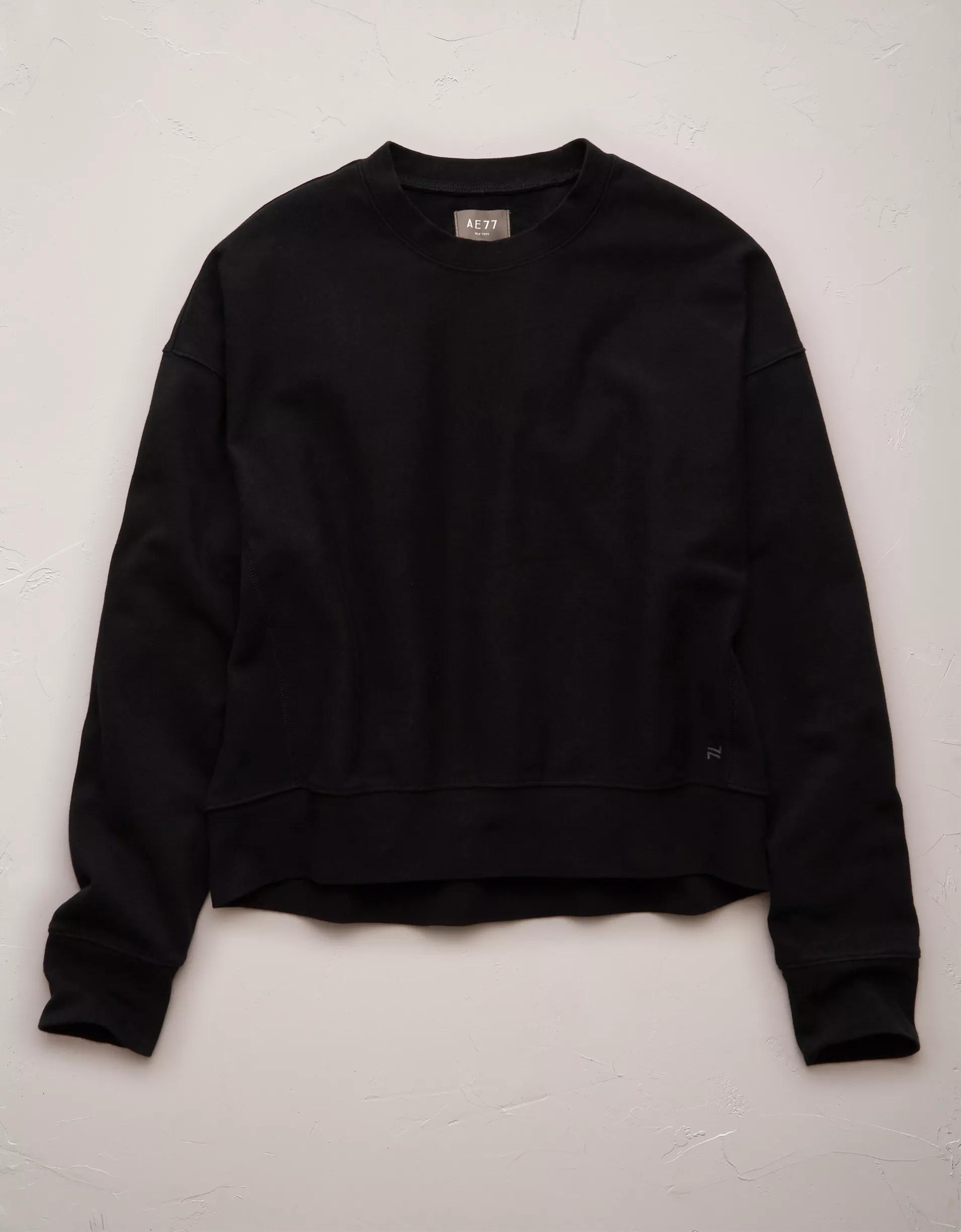 AE77 Premium Fleece Cropped Crew Neck Sweatshirt Product Image